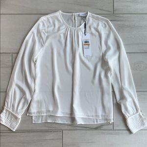 NWT Calvin Klein Petite Button- Cuff top size S